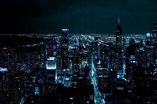 Notte Chicago nella notte coperta di luci