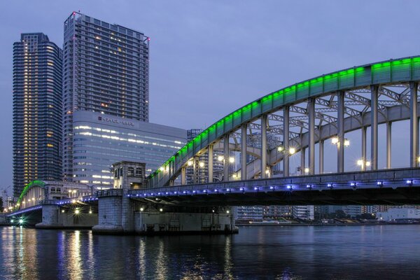 Ponte a Tokyo lanterne nella baia