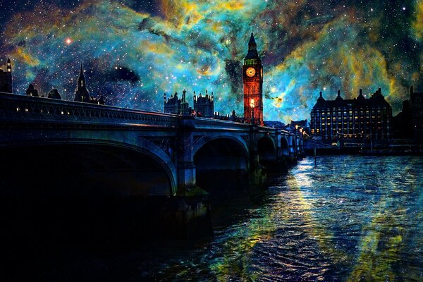 Painting of the London Night Bridge