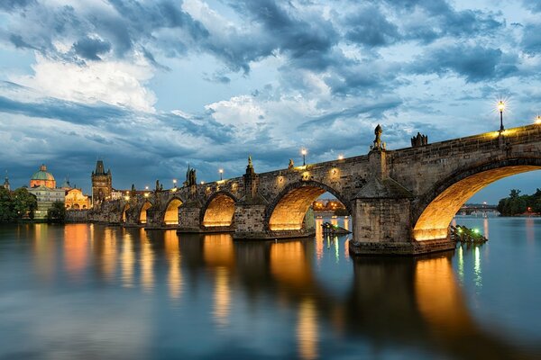 Charles Bridge in Prague is a landmark of the Czech Republic