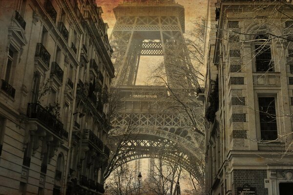 Vista della Torre Eiffel. Parigi Serale