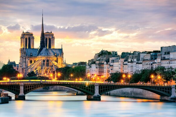 Nord-dam de Paris im Licht des Sonnenuntergangs