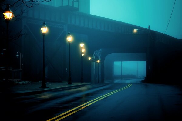 Night fog in the city of Virginia