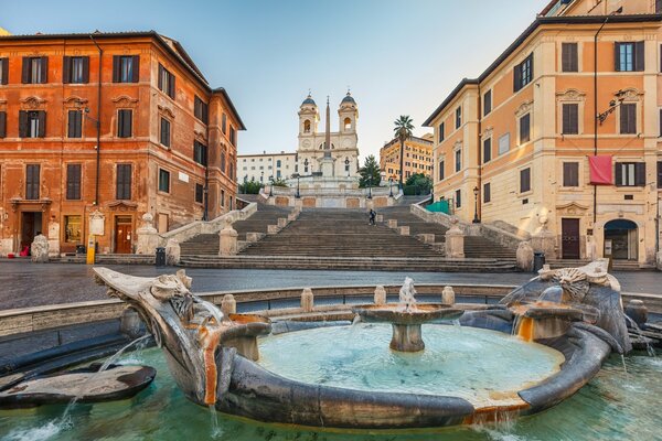 La Ville De Rome. Bâtiments et fontaine