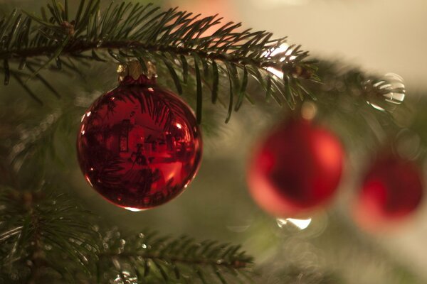 New Year, holiday toys on the Christmas tree