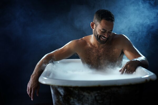 Some guy in a steam bath