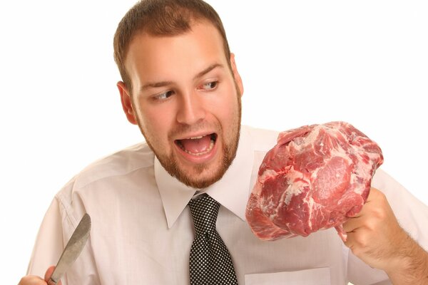 Manger un homme, un morceau de viande