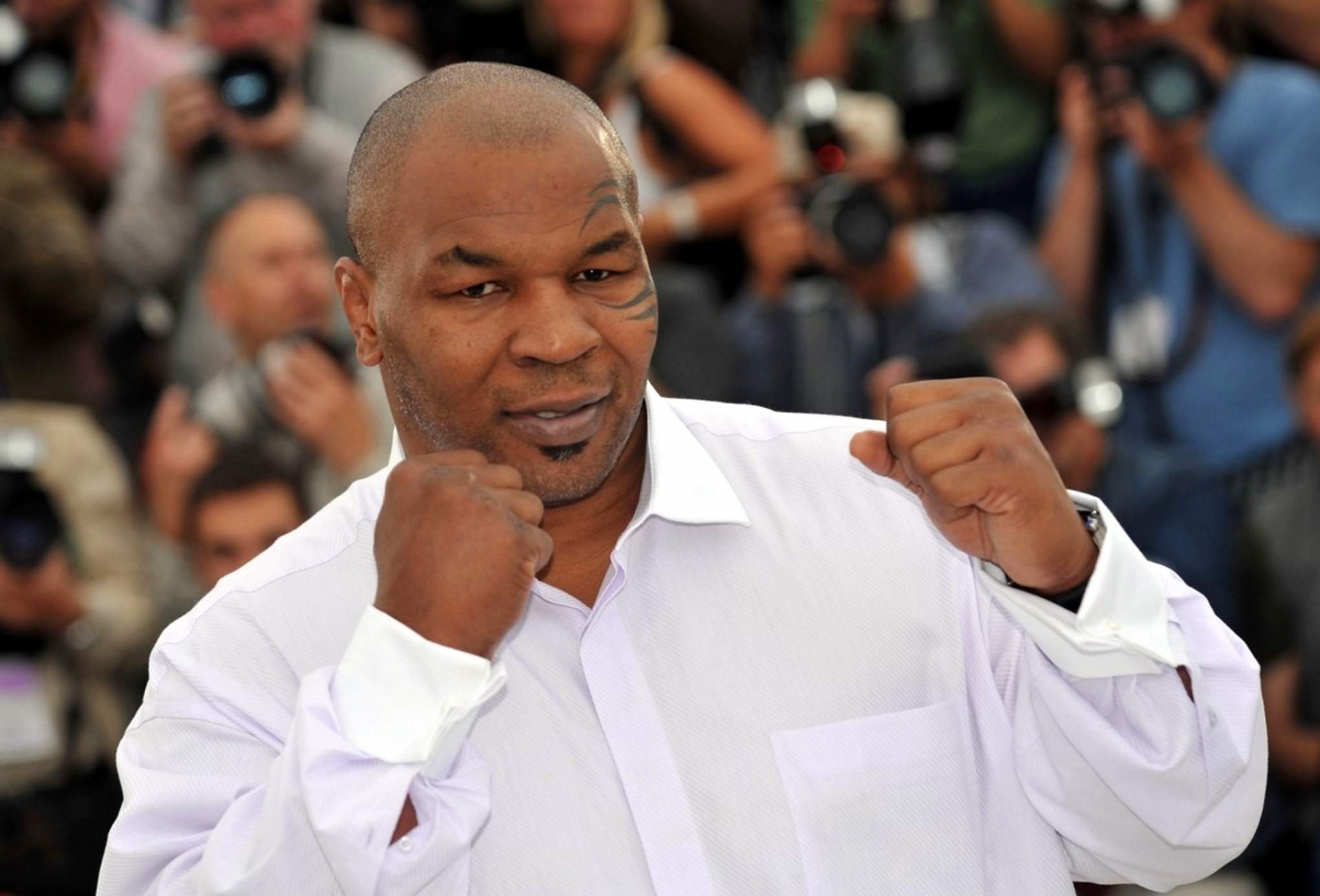 white shirt mike tyson boxing