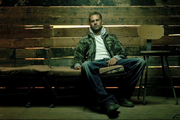 Photo of actor Paul Walker in the barn