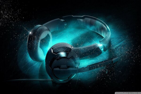 Music headphones in neon color