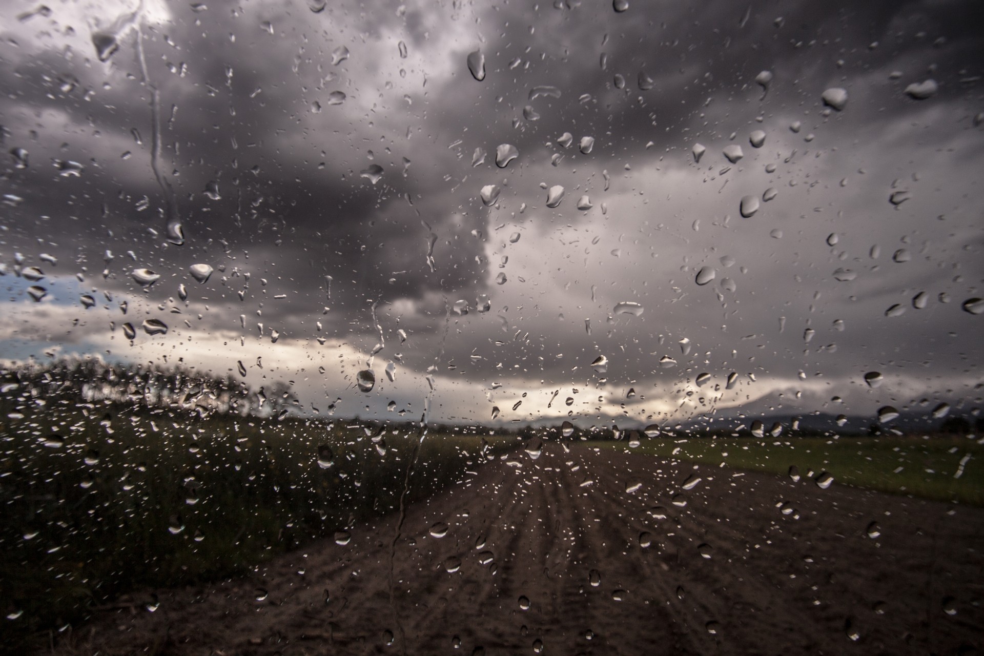 water clouds rain road falls dark