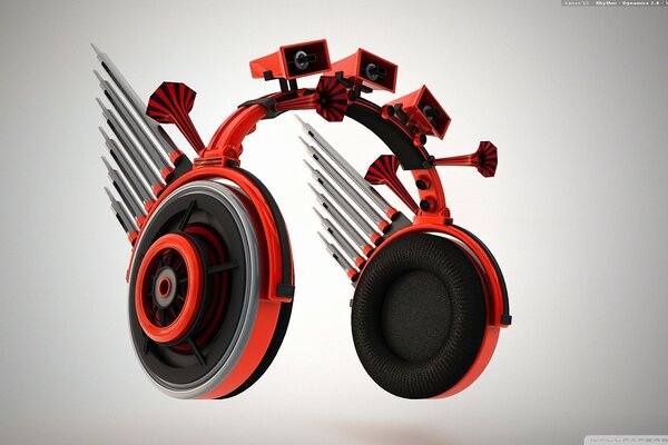 Auriculares de estilo de ritmo 3D rojo