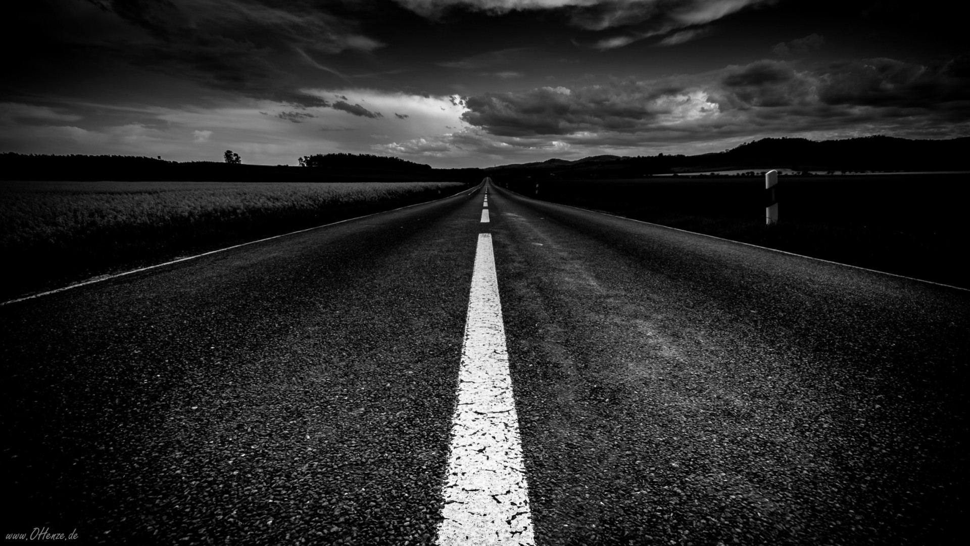 monochrome road the distance black and white