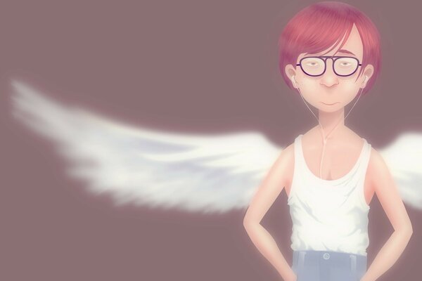 Nerd angel with wings