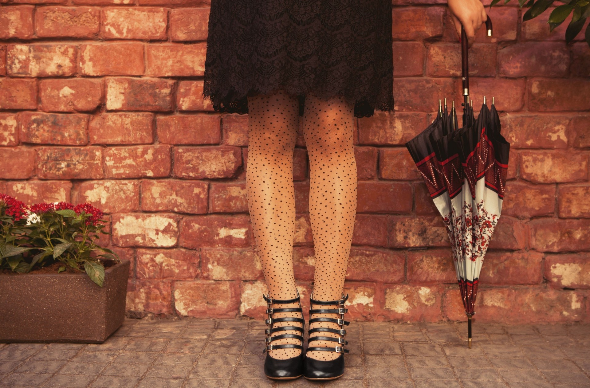 flower girl mood brick wall background feet wallpaper umbrella dre