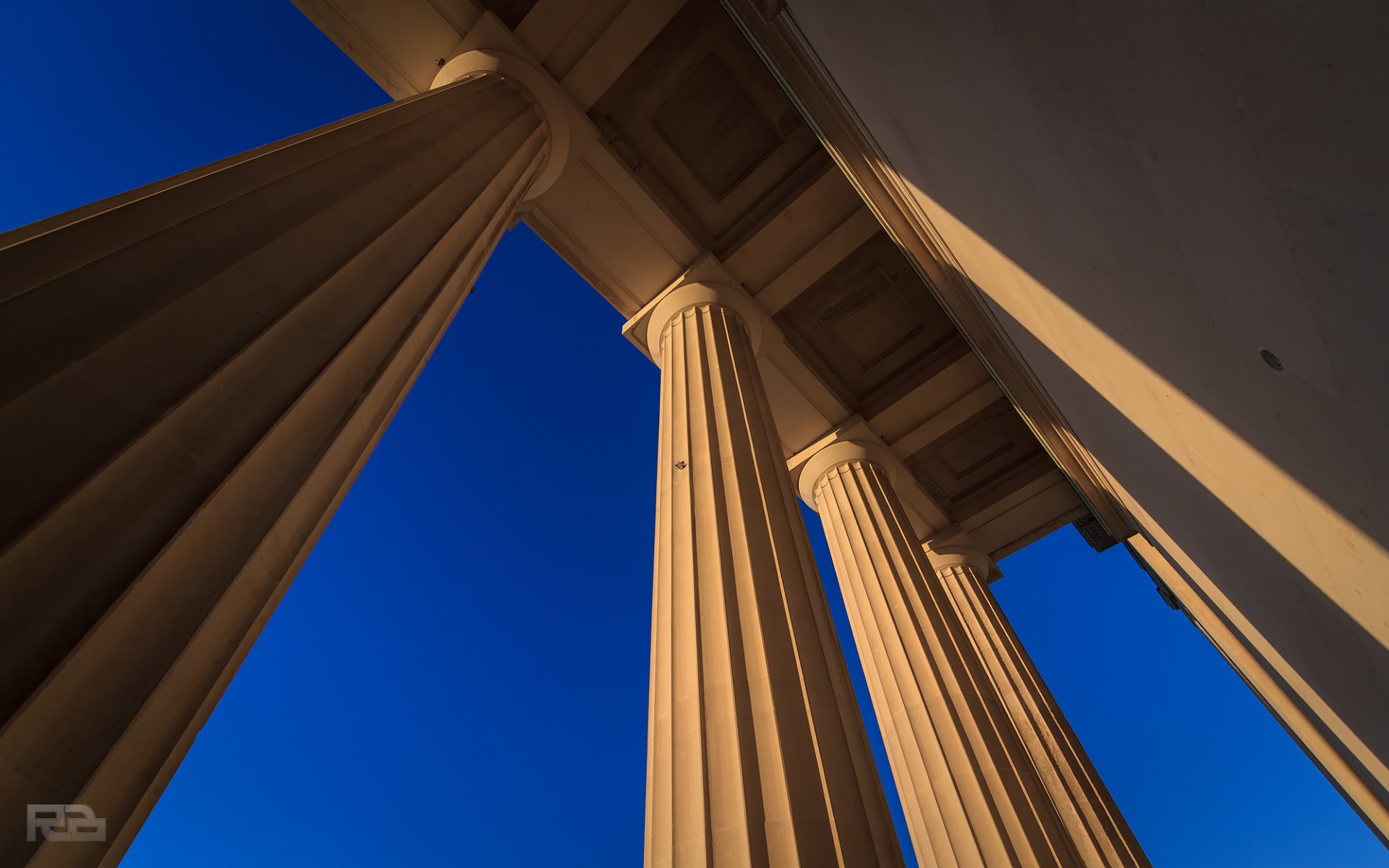 town architecture column building up sky