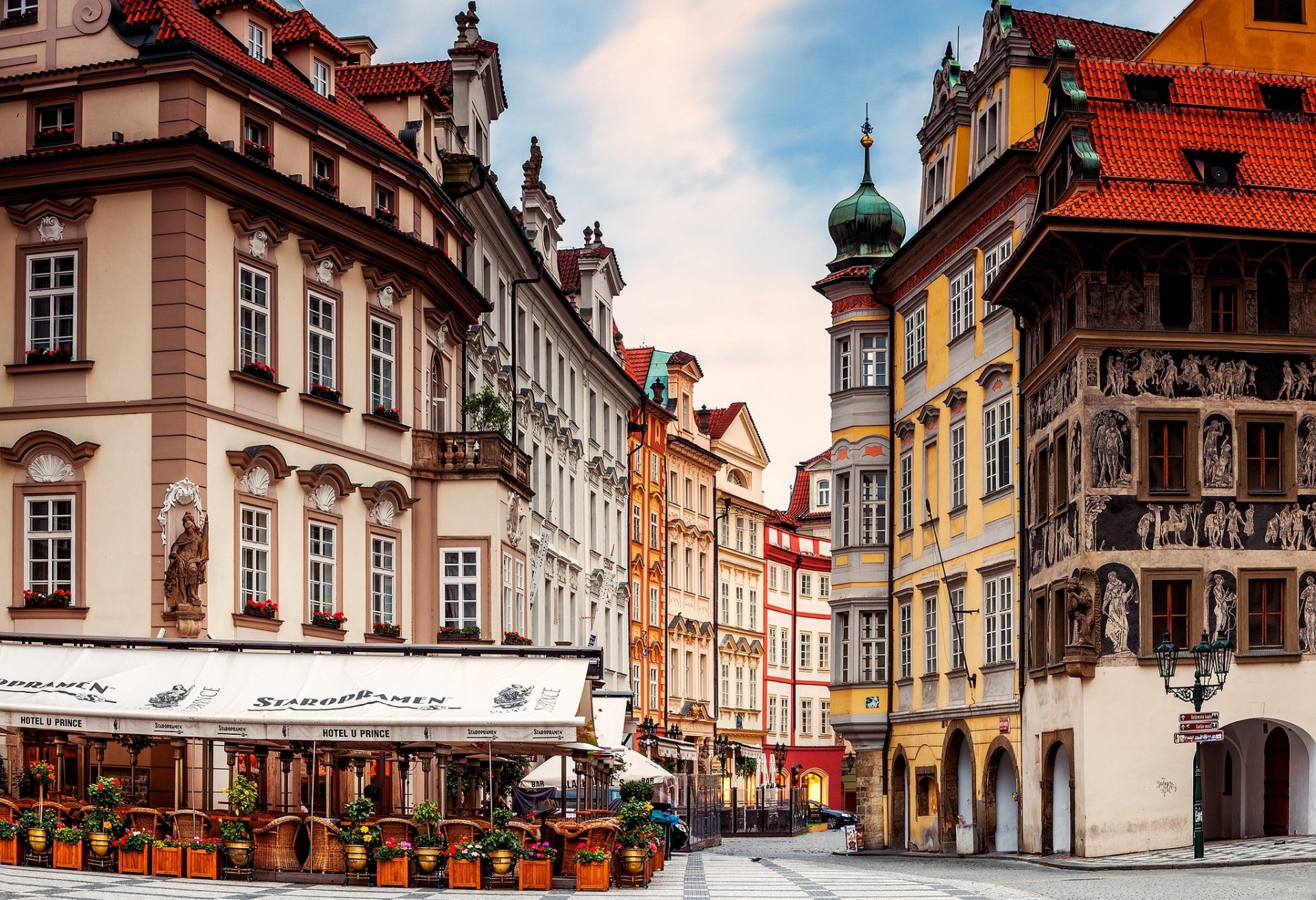 prag tschechisch tschechische republik stadt straße architektur gebäude cafés häuser