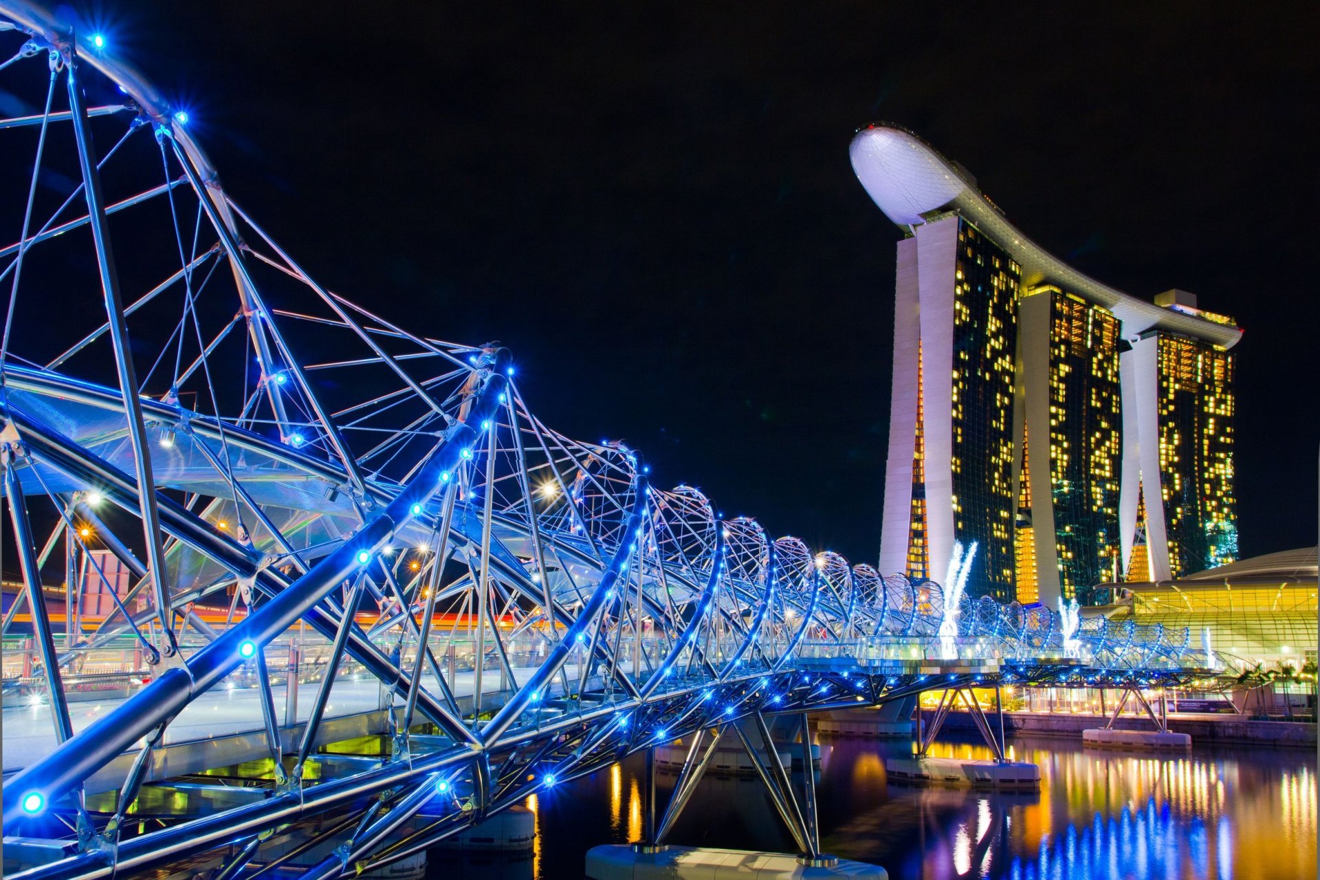 ciudad singapur noche hotel casino puente