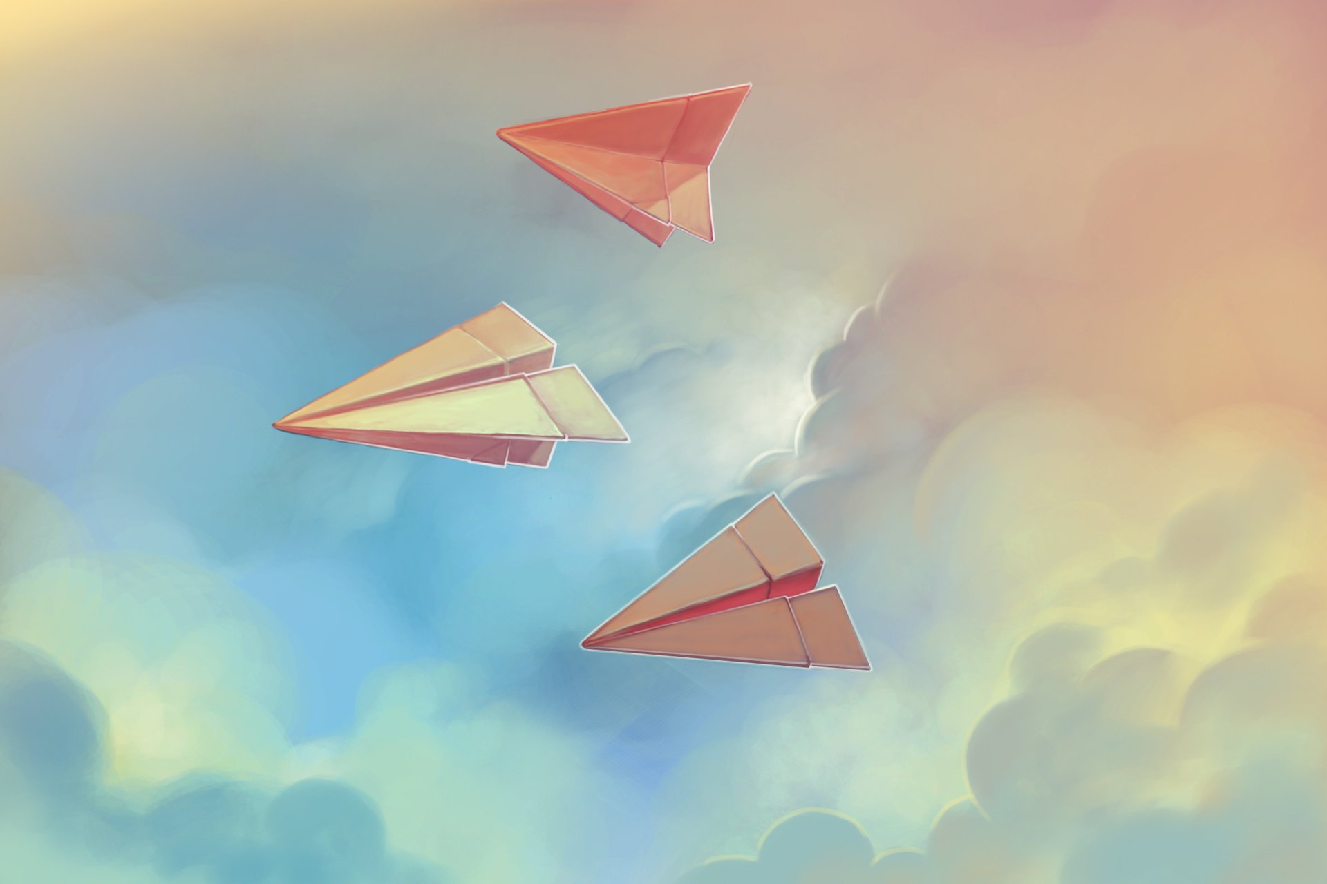 paper clouds aircraft art airplanes the sky