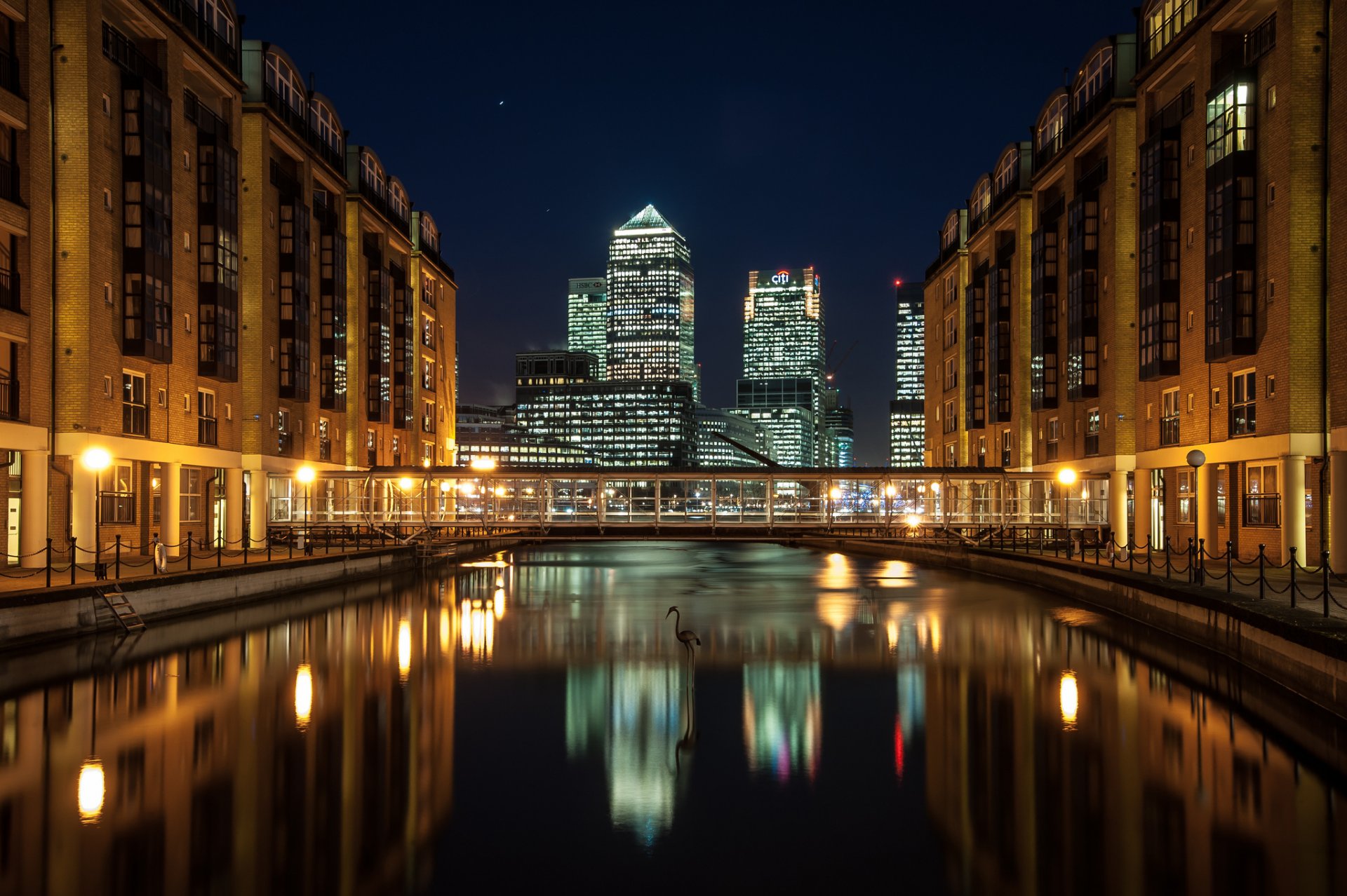 angleterre londres quai ville nuit rivière pont maisons gratte-ciel