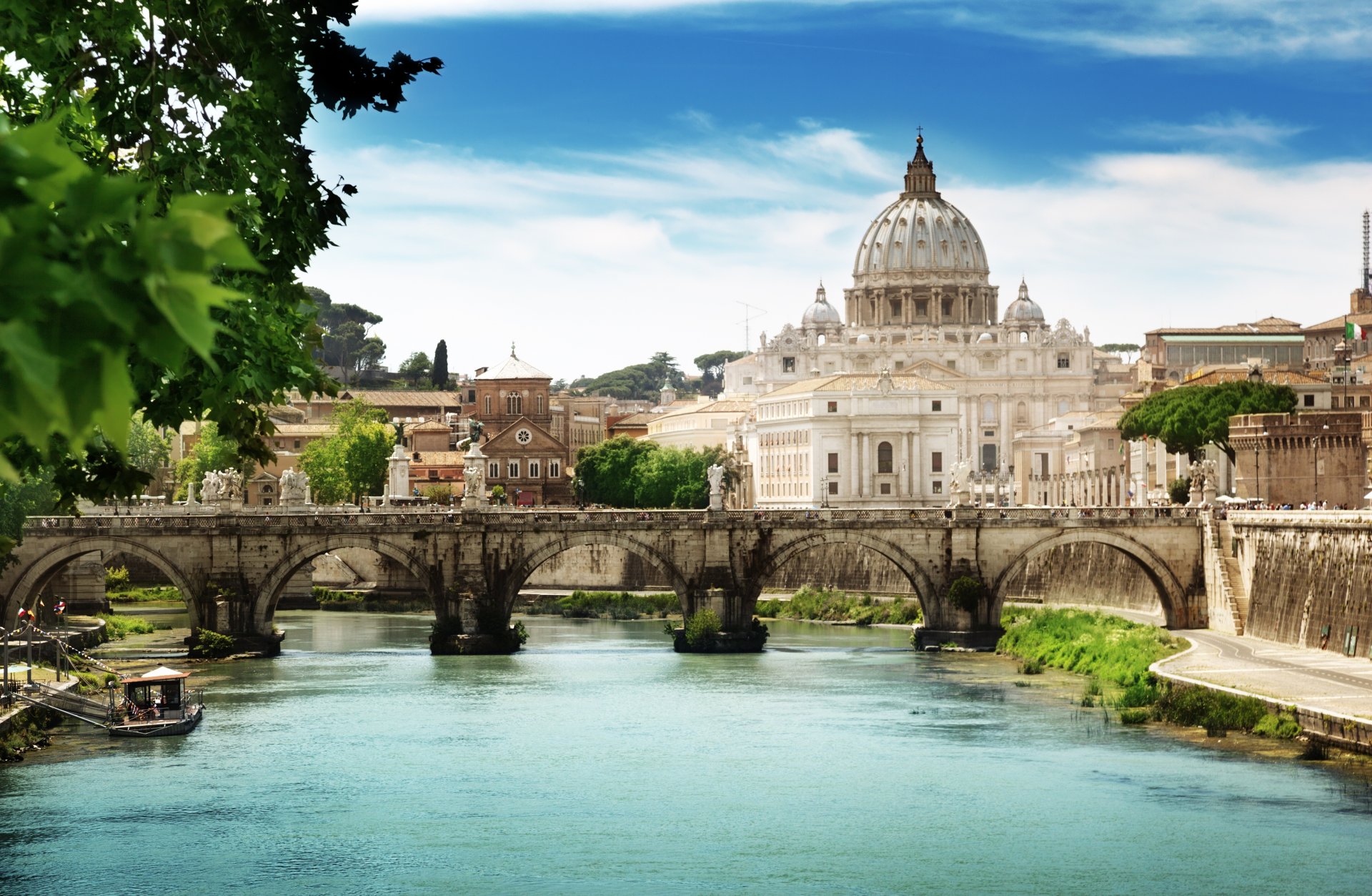 roma italia stato della città del vaticano puente de san angelo basílica de san pedro ciudad del vaticano catedral de san pedro puente del sant angelo arquitectura naturaleza cielo nubes río tíber