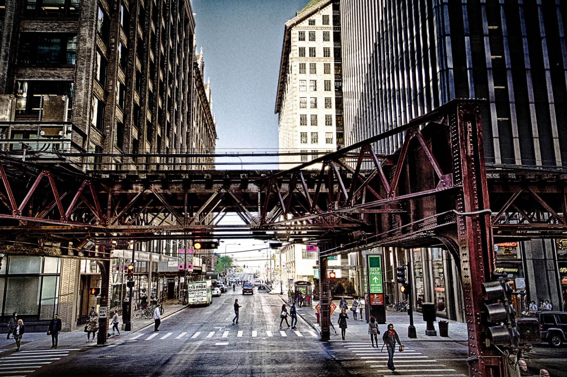 chicago america strada persone grattacieli grattacieli