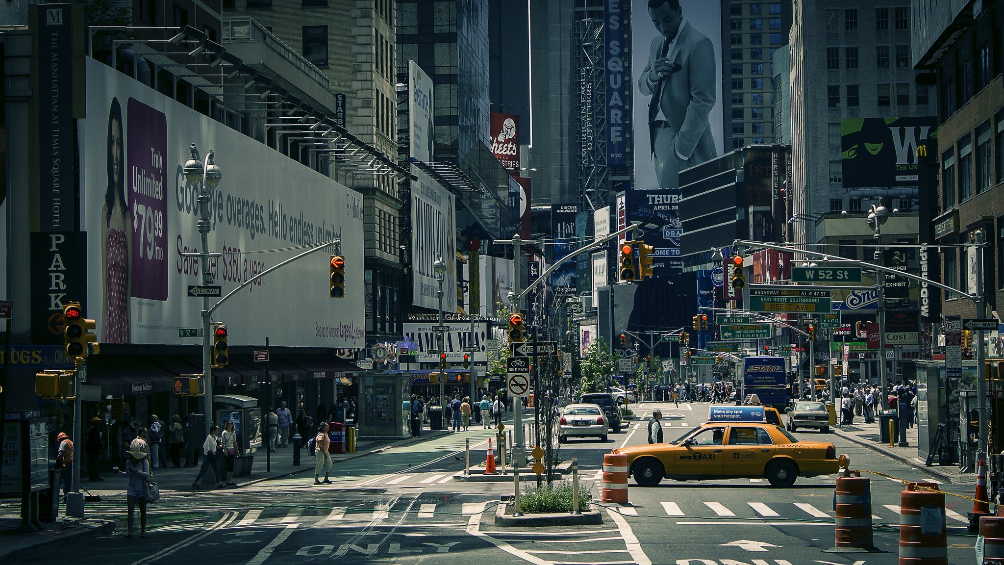 times square new york stati uniti città strada strada persone semafori auto taxi