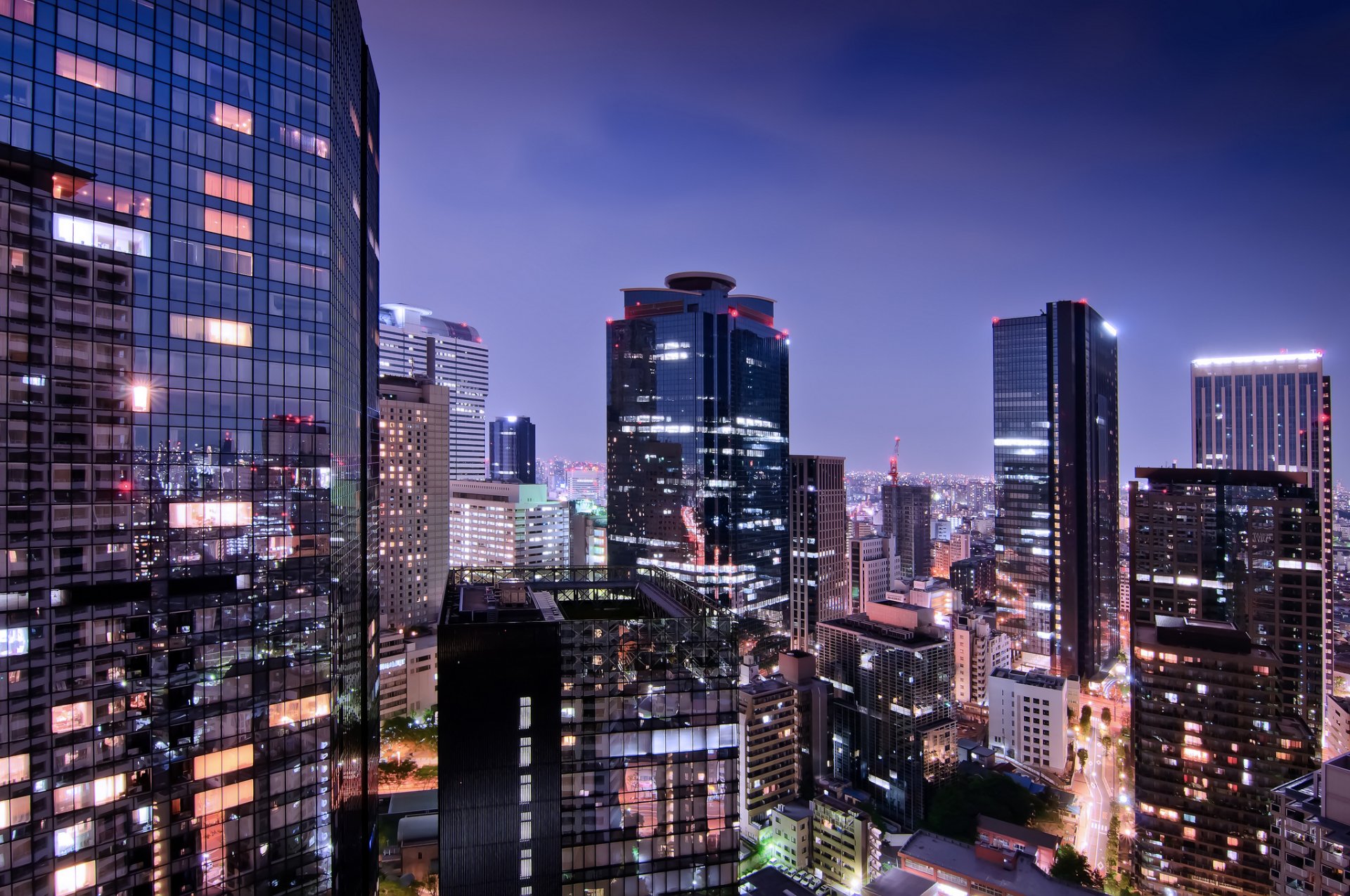 japón tokio capital capital metrópolis luces iluminación casas edificios rascacielos noche azul lila cielo