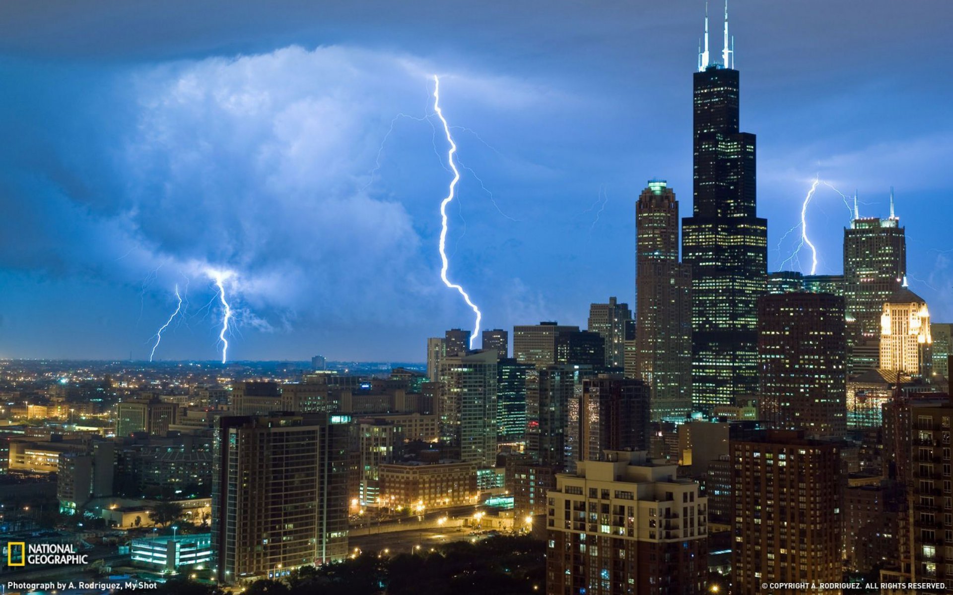 united states chicago illinois town skyscraper lightning photo national geographic