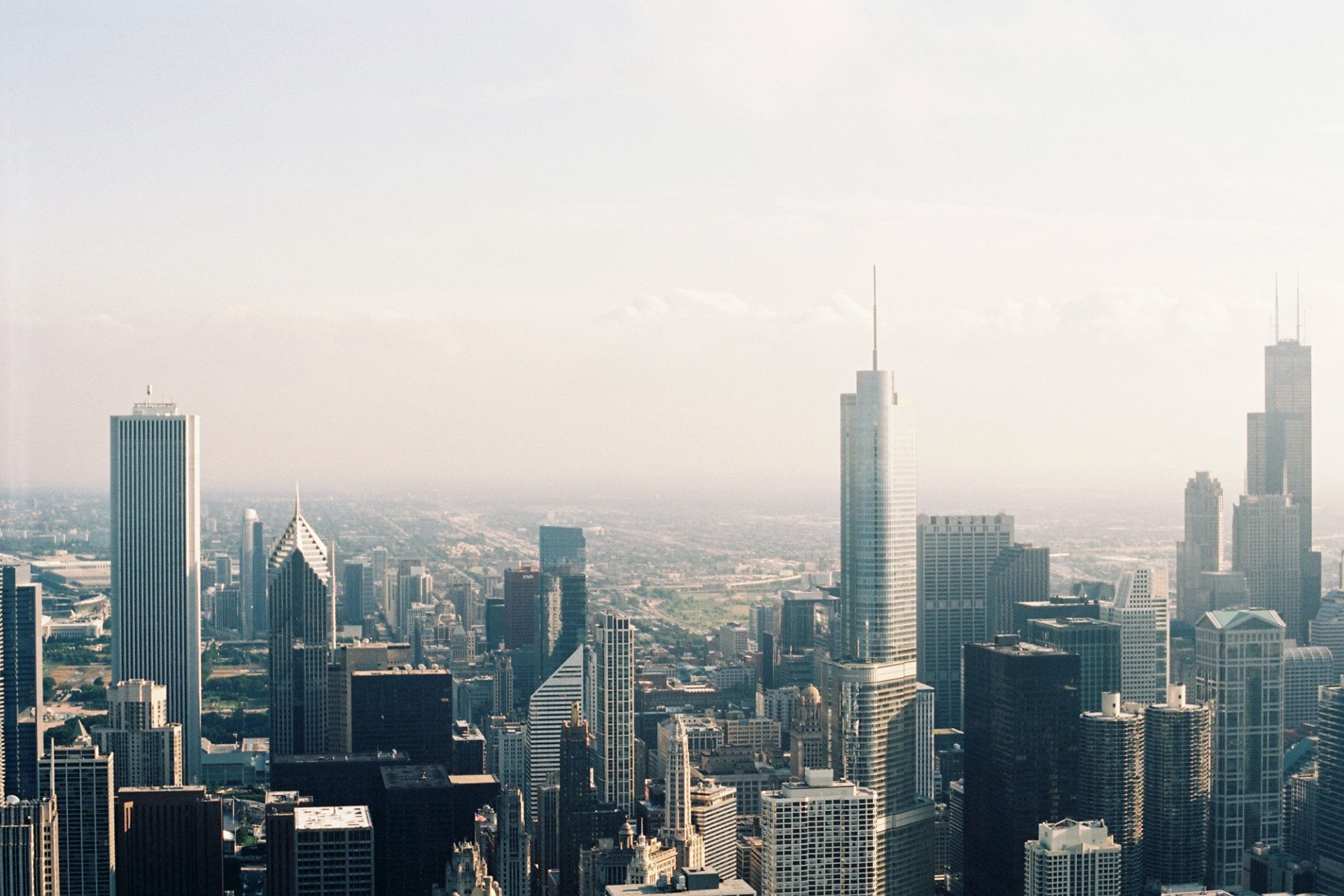 town chicago skyscraper top view buildings metropoli