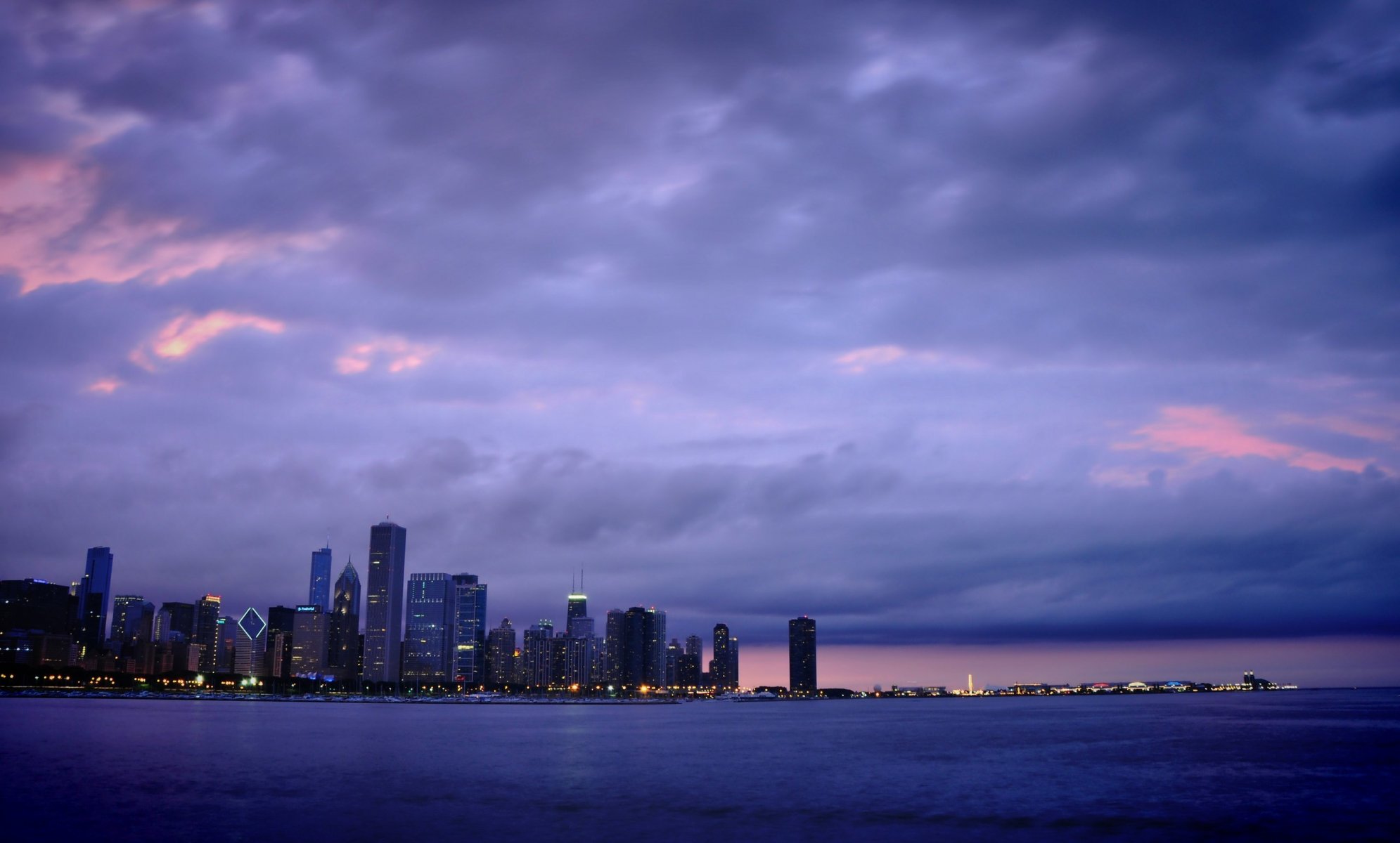 chicago amérique états-unis gratte-ciel soirée lumières