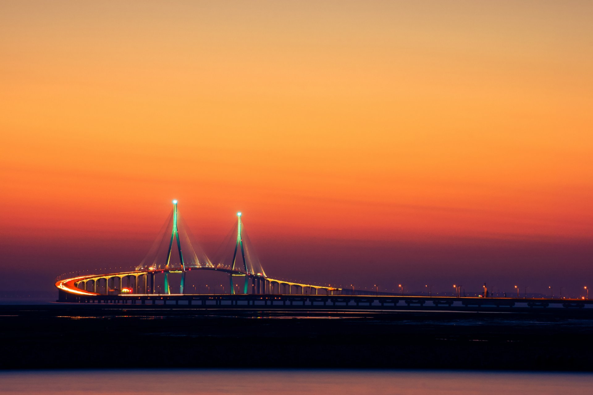 ciudad incheon corea puente luces por yoonki jung