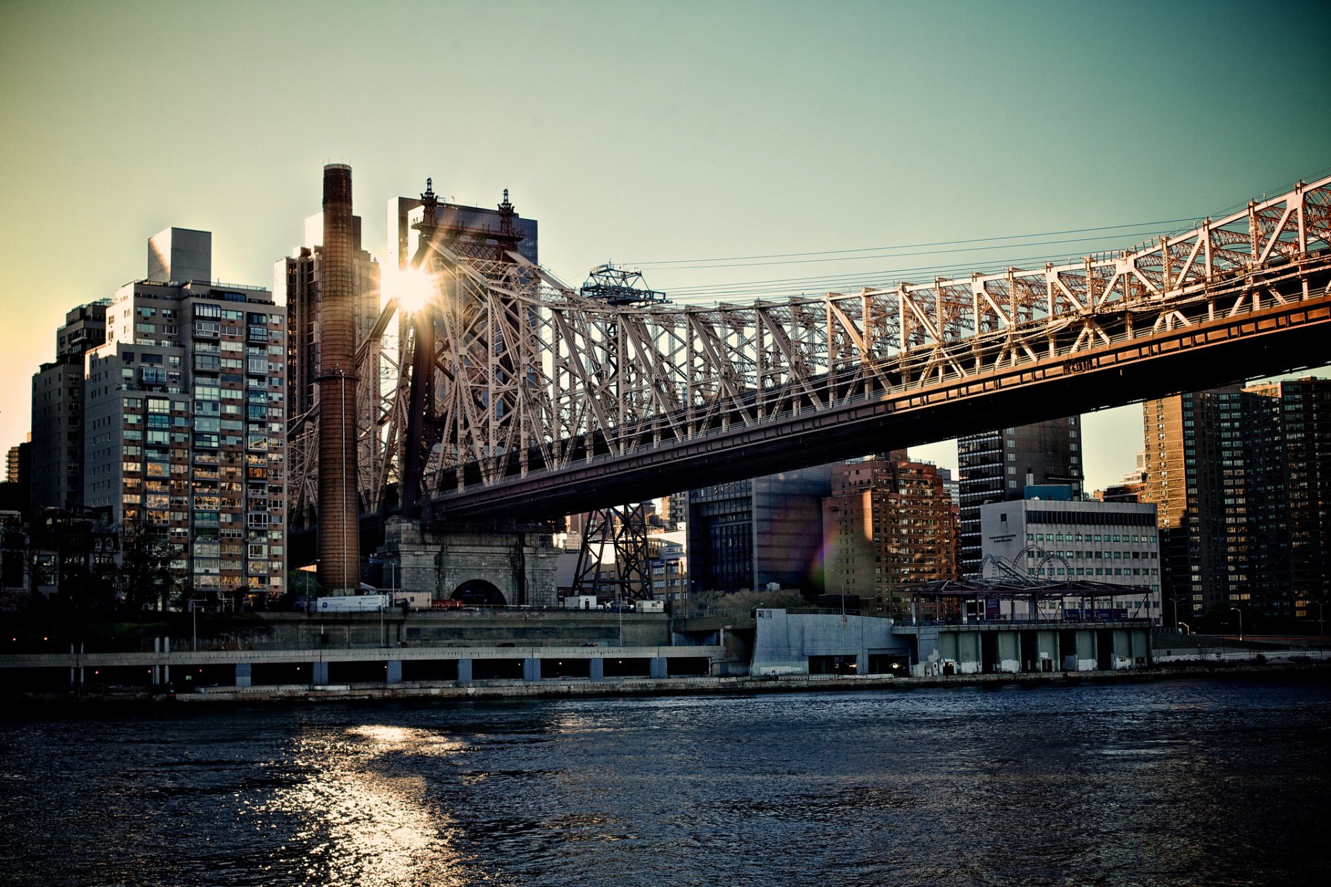 new york queensboro ponte isa città metropoli mattina ponte