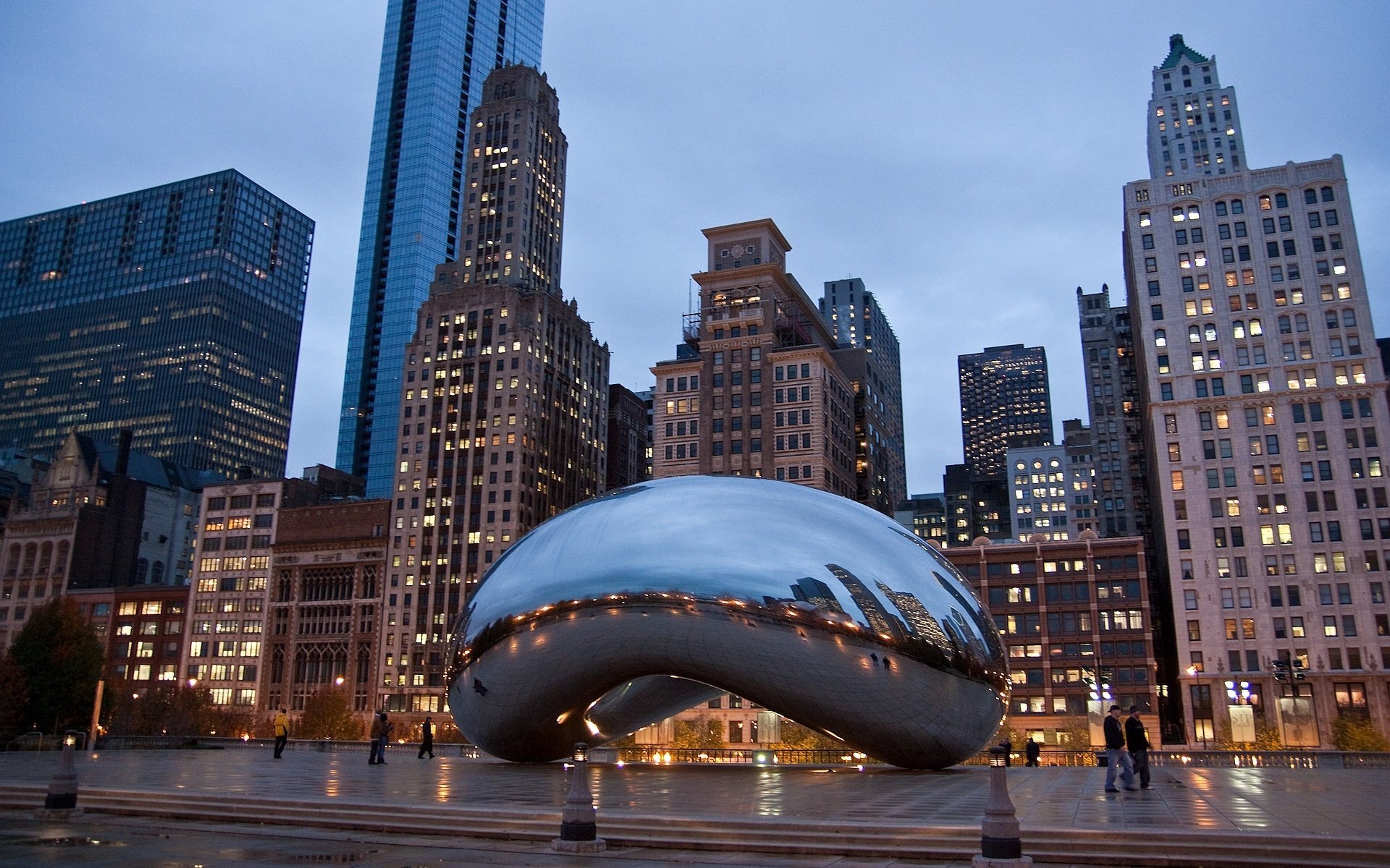 chicago amerika usa wolkenkratzer häuser gebäude abend