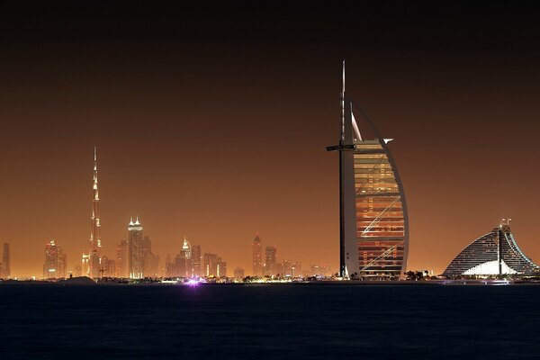 Dubai skyscrapers at night