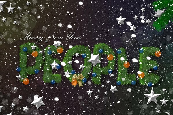 Happy New Year greetings on the background of stars