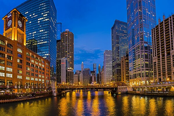 Tall buildings on the banks of the river