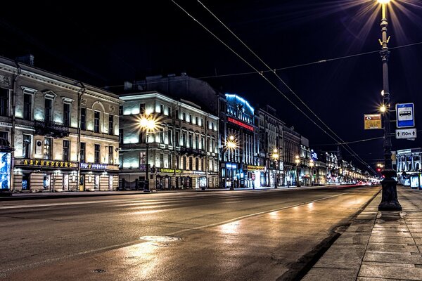 Mysterious Nevsky Prospekt at night