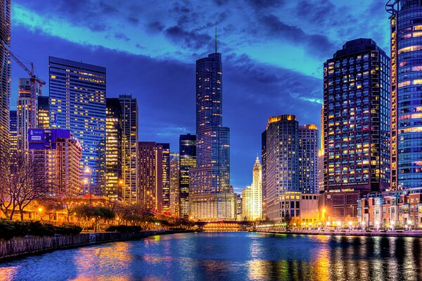 Reflection in the river of Trump Tower