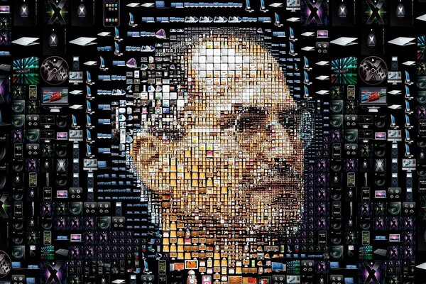 Steve Jobs de pequeños cuadrados retrato