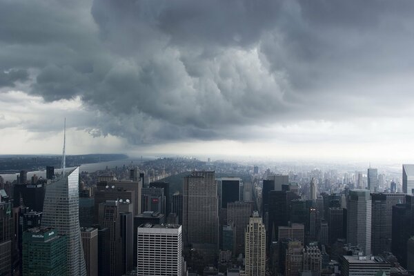 View of New York in cloudy weather