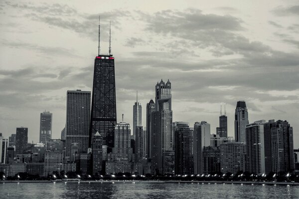 Schwarz-Weiß-Foto von Chicagos Wolkenkratzern