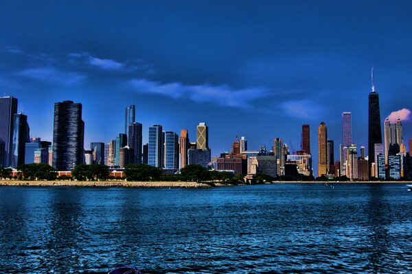 Blue sky over Chicago