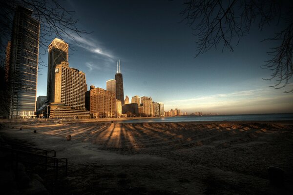 USA Chicago miasto podczas świtu
