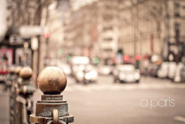 Blurry traffic on the road in Paris