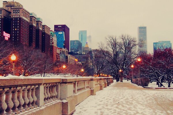 Invierno Chicago calle en la nieve