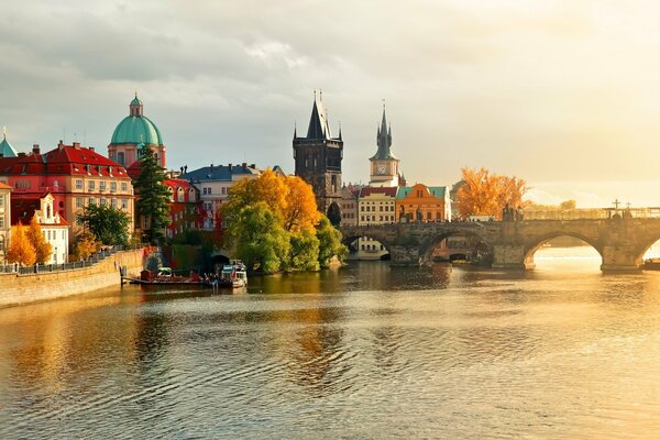 View of Charles Bridge in Prague