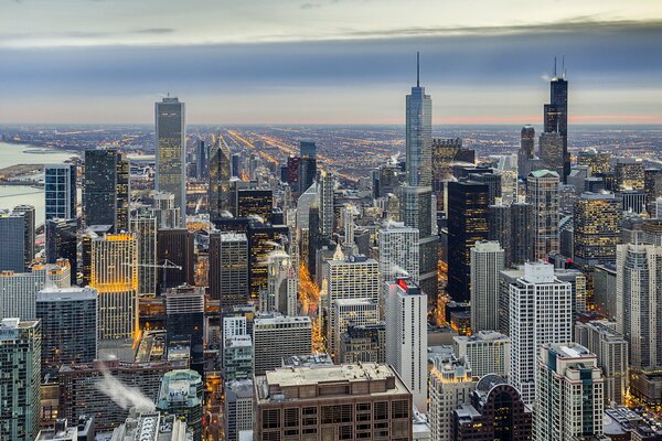 American skyscrapers against the sky