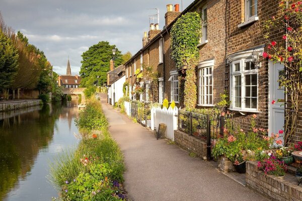 Casas y árboles no bordean el canal