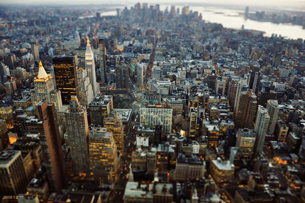 Draufsicht der grauen Stadt New York